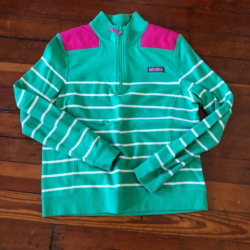 Green & White Striped Vineyard Vines Shep Shirt